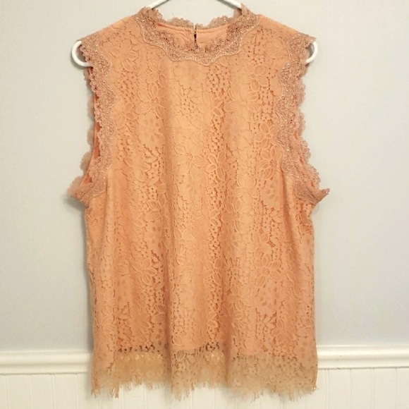 Pink Lace Sleeveless Top - Picture 3 of 7